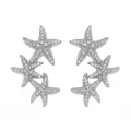 Glinsterende zilveren zeester oorringen met kristallen strass in een oceaanontwerp - Zeestervormige Oorbellen (ERS-J4107S)