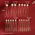 18pcs gold U-shaped hair pins set with white pearls in 5 sizes from 0.7cm to 1.5cm - Style HS-J6224 / Gold