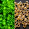 Cuentas de vidrio ámbar de 3mm con efecto luminoso verde brillante en la oscuridad - Estilo Irisado / 3mm, 600 Piezas/Paquete / Amarillo Dorado