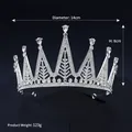 Silver luxury tiara with rhinestones for weddings, 14cm diameter and 8cm height - Silver