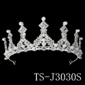 Diadème argenté élégant avec perles blanches et strass pour coiffures de mariée - Style de Perle Artificielle en Losange (TS-J3030S)