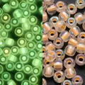 Cuentas de vidrio luminosas de 3mm con núcleo naranja y brillo verde neón para DIY - Estilo Irisado / 3mm, 600 Piezas/Paquete / Amarillo Naranja