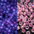 Cuentas rosadas irisadas de 3mm con efecto fluorescente bajo luz UV y natural - Estilo Irisado / 3mm, 600 Piezas/Paquete / Rosa rojo