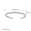 Elegant gold headband with white pearls and rhinestones, 13cm diameter, 32g weight - Gold
