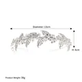 Diadema nupcial plateada con perlas blancas y pedrería de hojas con medidas incluidas - Plateado