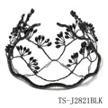 Cerchietto in rete di perline nere fatto a mano con cristalli scintillanti per la sposa - Nero (TS-J2821BLK)