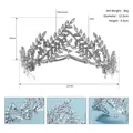 Silver leaf baroque bridal tiara with rhinestones, 12.5cm diameter and 80g weight - Silver (TS-J2872)