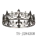 Classic gunmetal king crown with sparkling white crystals for party and prom headwear - Gunmetal Style (TS-J2842GM)