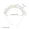 Gouden sprankelende strass sterren hoofdband voor dames met holle ster decoraties - Goud (TS-J2829)