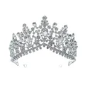 Elegante tiara nupcial con brillantes diamantes de imitación y cristales de color plata - Plata + Strass Blanco (TS-J2482S)