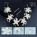 White imitation pearl and acrylic flower headband set for brides with 28cm length - White Flower Pearl Headband With Hairpins / Silver