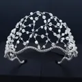 Cerchietto da sposa intrecciato a mano con filo d'argento e perline di cristallo - Argento TS-J2927WHITE