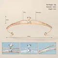 Elegant gold alloy bridal tiara with rhinestones weighing 20g and 13cm in diameter - Gold Curved Headband Ts-j2937g