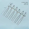 Set di 6 forcine dorate da sposa con strass a forma di foglia e perle bianche - Oro