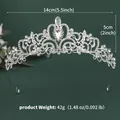 Tiara da sposa in argento con strass scintillanti e pietra centrale a goccia - Argento