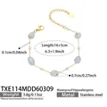 Detaillierte Maßangaben für das goldene Edelstahlarmband mit blauen Perlen und Steinen - Hellblaues Naturstein Armband (TXE114)