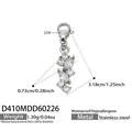Orecchino in acciaio argento con zirconi bianchi e dettagli delle dimensioni - Pendaglio Color Acciaio Solo (Senza Catena)
