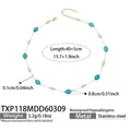 Blue stone and pearl beaded necklace set in stainless steel for women fashion - Turquoise Style Necklace (TXP118)