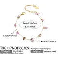Edelstahlarmband mit rosa und braunen Perlen, wasserfeste goldene Beschichtung - Rosabraunes Naturstein Armband (TXE117)