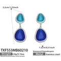 Stainless steel drop earrings with blue cat eye stones, waterproof and anti-allergic - Earrings / Steel & Blue