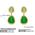 Elegante Tropfenohrringe mit ovalem Katzenaugenstein und 18k Goldbeschichtung - Ohrringe / Gold & Grün
