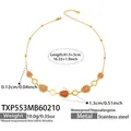 18k vergoldete Edelstahlkette mit orange-pinken Katzenaugenstein-Wassertropfen - Halskette / 41.5+5cm / Gold Orange