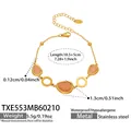 18k vergoldetes Edelstahlarmband mit ovalen rosa Opalen und Karabinerverschluss - Armband / 18.5+5cm / Gold Orange