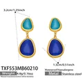 Opal-Ohrringe aus 18 Karat vergoldetem Edelstahl, wasserdicht und hypoallergen für Frauen - Ohrringe / Gold Blau