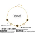 Goldene 316L Edelstahl Halskette mit schwarz-weißen tropfenförmigen Opal-Anhängern - Halskette / Gold - Schwarz Und Weiß