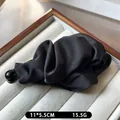 Elegant black pleated satin banana hair clip for women with 11x5.5cm size details - Black
