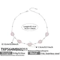 Halskette mit rosa Opal-Tropfenperlen aus 316L Edelstahl mit verstellbarer Kette - Halskette / Stahl-Rosa