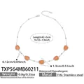 Halskette aus 316L Edelstahl mit fünf orangefarbenen Katzenaugen-Anhängern - Halskette / Stahlfarbe - Orange