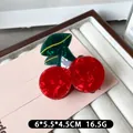 Κλαμερ μαλλιών κεράσι από γυαλιστερό ακρυλικό με πράσινα φύλλα για γυναίκες - Κεράσι
