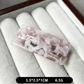 Pink marble acetate hair clip with spring fastener measuring 5.5cm in length - Pink Marble Pattern