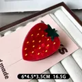 Red strawberry hair claw clip made of marble texture acetate material for women - Strawberry