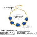 Goldenes 316L Edelstahl-Armband mit fünf facettierten blauen Tropfensteinen - Armband / Gold-Königsblau