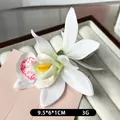 Pince à cheveux orchidée en soie blanche avec centre rose pour vacances à la plage - Blanc Rose