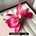 Pince à cheveux orchidée rouge rose pour vacances, accessoire bohème en soie pour femme - Rose Bonbon