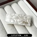 Elegant rectangle cream marble acetate hair clip with golden France Handmade text - White