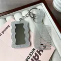 Silver glitter acrylic heart mirror and comb keychain set for bag decoration - Silver