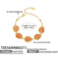 Goldenes Edelstahl-Armband mit fünf ovalen rosa Katzenaugen-Steinen für Damen - Armband / Gold-Orange