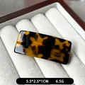 Brown tortoiseshell spring hair clip with handmade France engraving in velvet box - Dark Tortoiseshell