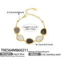 Goldenes Edelstahlarmband mit tropfenförmigen Katzenaugensteinen in Grau und Weiß - Armband / Gold - Schwarz Und Weiß