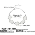 Silbernes Armband aus 316L Edelstahl mit fünf weißen Opal-Wassertropfensteinen 17,5+5cm - Armband / Stahl-Weiß