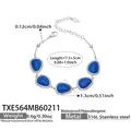 316L Edelstahl Armband mit blauen Tropfenanhängern und verstellbarem Karabinerverschluss - Armband / Silber-Königsblau