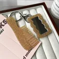 Golden glitter acrylic heart mirror and comb keychain set for bag charms and gifts - Transparent Orange