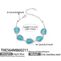Armband mit blauen Katzenaugensteinen aus 316L Edelstahl, wasserfest und verstellbar - Armband / Stahlfarbe - Seeblau