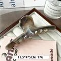 Grande molletta per capelli con motivo marmorizzato grigio e bianco, lunga 11,5 cm - Nero Inchiostro Grigio