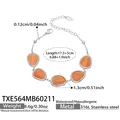 Armband aus 316L-Edelstahl mit orangefarbenen Opalen und verstellbarer Kette - Armband / Stahlfarbe - Orange