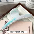 Grande molletta per capelli in marmo bianco e azzurro, fermaglio in acetato da 11,5 cm - Blu Ciano Inchiostro